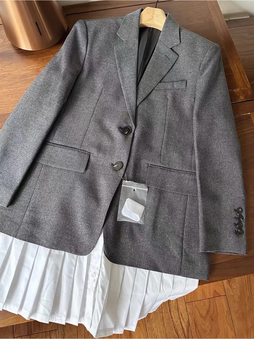 Women's Gray Tailored Blazer - Single-Breasted Suit Jacket